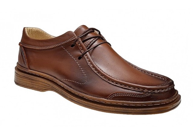 Pantofi casual barbati din piele naturala pe calapod lat - Maro GKR11M